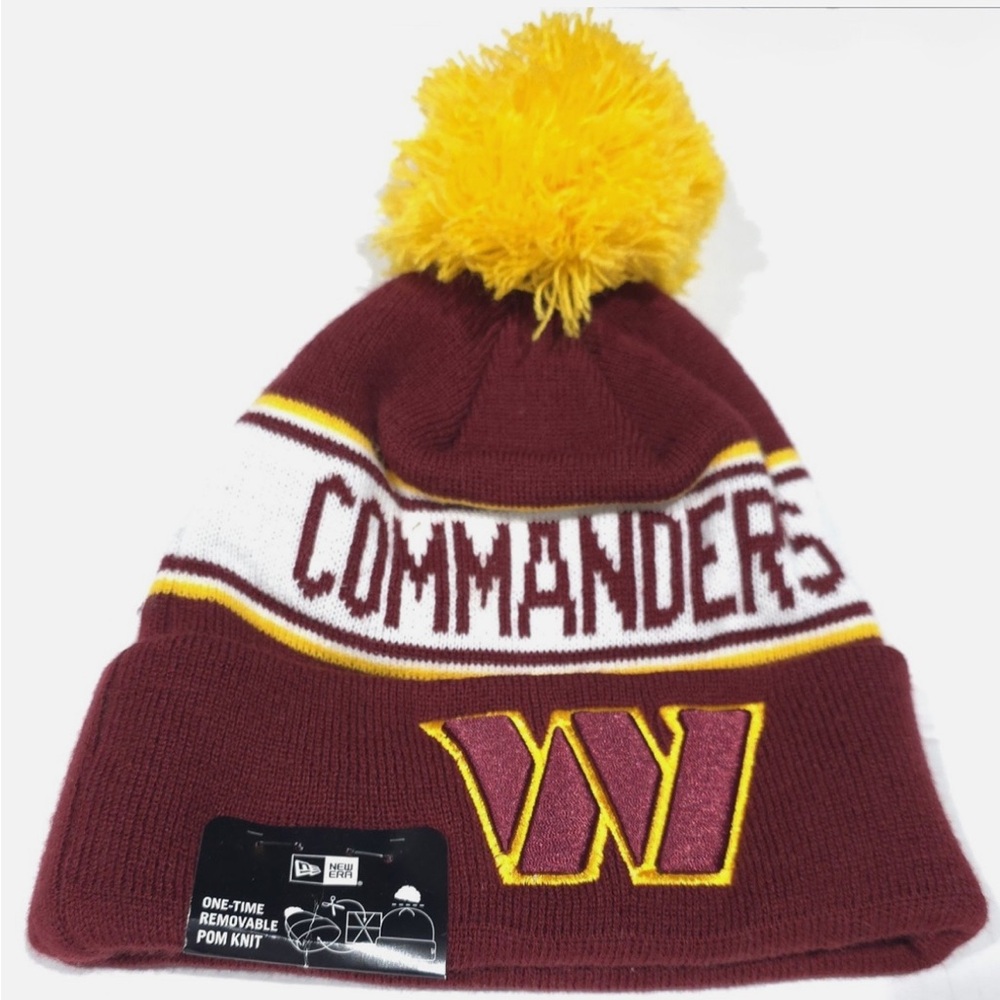 New Era Commanders Beanie with Removable Pom Knit